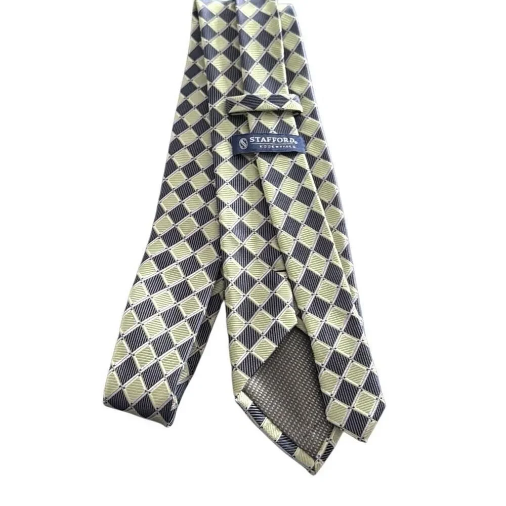 Stafford Essentials Suit Tie, light green, navy blue and silver.